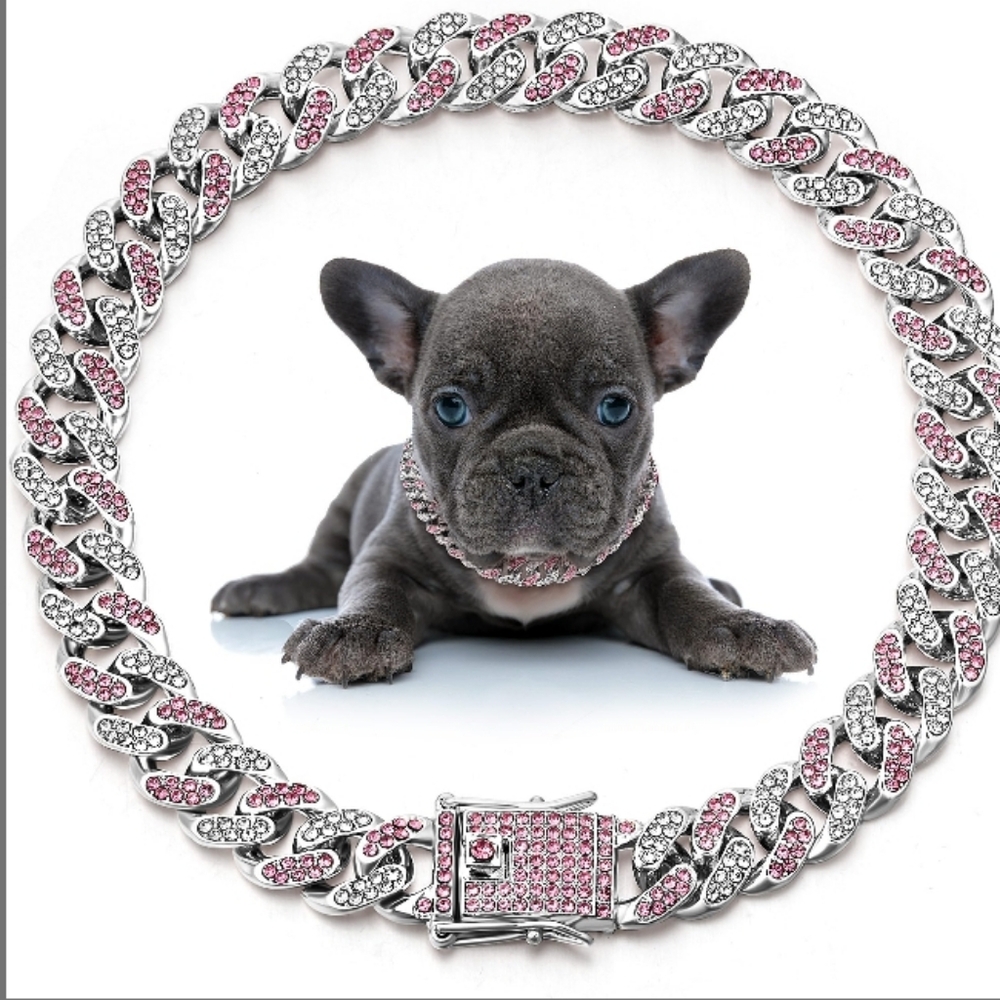 Luxury Pink and Silver Dog Collar
